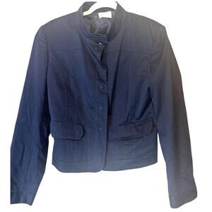 MOTIVI Made in Italy Black Military Jacket cropped snap front womens sz 12